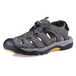 Produktbild: GRITION Herren Wandern Sandalen Outdoor Trekkingsandalen Verstellbaren Geschlossene Zehe Männer Sommer Sport Wanderschuhe Wasserfest Sandale Klettverschluss Lose Beach MEHRWEG (40 EU, Grau)