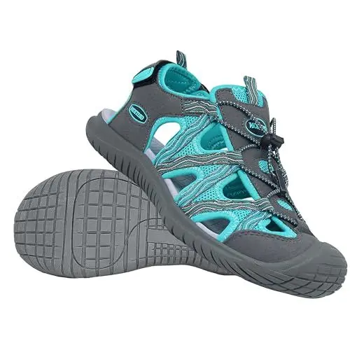 Produktbild: GRITION Trekking Sandalen Damen Wandersandalen,Wasserfest Komfort sommer sandalen für damen,Atmungsaktive Geschlossene Zehe Outdoor sportsandalen 41EU/Graugrün