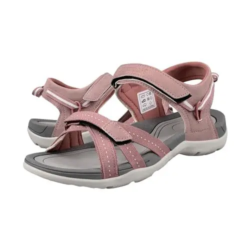 Produktbild: GRITION Trekkingsandalen Damen Sommer Outdoor Sandalen,Wandersandalen Flach Bequeme Offene Slingback Sport Sandale Wasserschuhe Leicht Schuhe Strand Spazierengehen 39eu/Pink