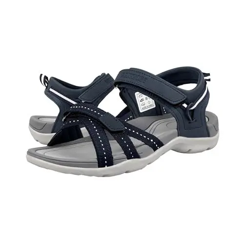 Produktbild: GRITION Trekkingsandalen Damen Sommer Outdoor Sandalen Wandersandalen Flach Bequeme Offene Slingback Sport Sandale Wasserschuhe Leicht Schuhe Strand Spazierengehen 41eu/Blau