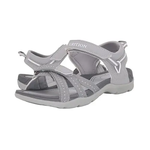 Produktbild: GRITION Trekkingsandalen Damen Sommer Outdoor Sandalen Wandersandalen Flach Bequeme Offene Slingback Sport Sandale Wasserschuhe Leicht Schuhe Strand Spazierengehen 40eu/Grey