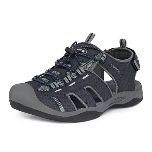 Produktbild: GRITION Trekkingsandalen Outdoor Herren Leicht, Outdoor Wandersandalen Atmungsaktive, Geschlossene Toe Sandalen Herren, Waschbares Obermaterial， MEHRWEG Schwarz 45eu navy