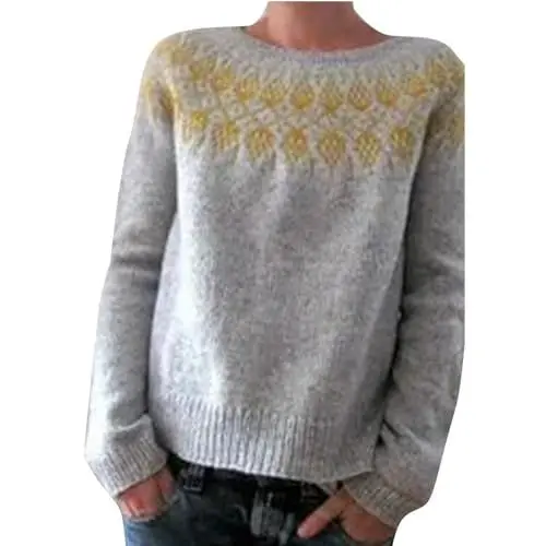Produktbild: Strickpullover Damen Baumwolle Schwarzer Rollkragenpullover Damen Grauer Pullover Damen Wollpullover Damen Pullover Damen Grau Damen Pullover Kaschmir Oversize Strickpullover Gelb S
