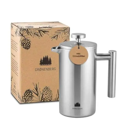 Produktbild: Groenenberg French Press I Hochwertige French Press Thermo mit Warmhalte-Funktion I Kaffeebereiter in verschiedenen Größen 300ml bis 1 Liter