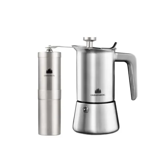 Produktbild: Groenenberg Spar Set 2: Kaffeemühle manuell + Espressokocher Induktion (4 o. 6 Cup) | Mokkakanne und Coffee Grinder