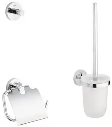 Produktbild: GROHE Essentials Accessoires Bath (WC-Set 3 in 1, Material: Glas / Metall) chrom, 40407001, Rund, Weiß