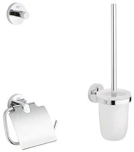 Produktbild: GROHE Essentials Accessoires Bath (WC-Set 3 in 1, Material: Glas / Metall) chrom, 40407001, Rund, Weiß
