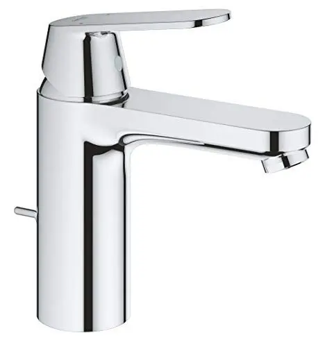 Produktbild: GROHE Eurosmart Cosmopolitan, Waschtischarmatur, wassersparend (Wasserhahn für das Bad, Badarmatur mit Zugstangen-Ablauf, 17cm hoch, einfache Installation am Waschbecken), chrom, 23325000