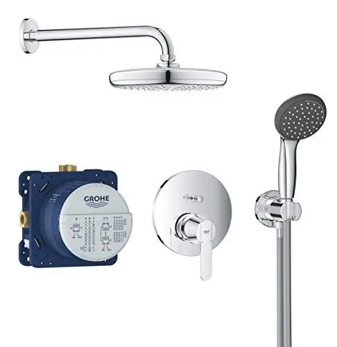 Produktbild: GROHE Get - Duschsystem Unterputz mit Vitalio Start 210 (inkl. Handbrause, Kopfbrause, Einhandbatterie & Brausenschlauch), chrom, 25220001