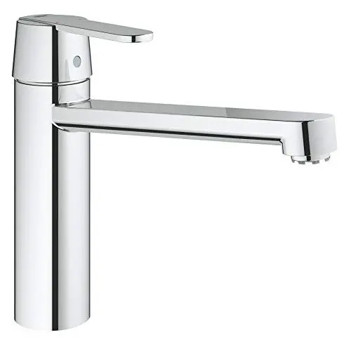 Produktbild: GROHE Get, Niederdruck Küchenarmatur mit flachem Auslauf (Wasserhahn für die Küche, 140° schwenkbar, wassersparend dank variabler Mengenbegrenzung, werkzeugfreie Spülbecken-Montage), chrom, 30197000