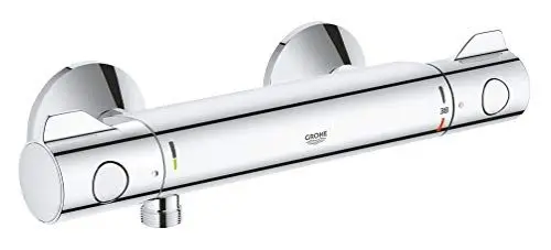 Produktbild: GROHE Grohtherm 800 - Thermostatbrausebatterie (wassersparend, integrierte Mischwasserabsperrung, Sicherheitssperre bei 38°C), chrom, 34558000