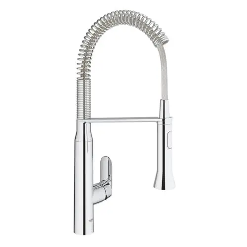 Produktbild: GROHE K7, Profi Küchenarmatur 2 Strahlarten (Wasserhahn mit ausziehbarer Metallbrause, 140° schwenkbar, wassersparend dank variabler Mengenbegrenzung, einfache Spülbecken-Montage) chrom, 31379000
