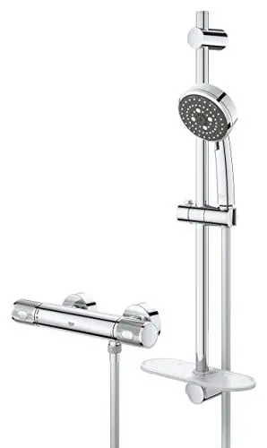 Produktbild: Grohe Precision Feel - Thermostat- Brauseset (wassersparend, 3 Strahlarten, Metallgriffe), chrom, 34791000