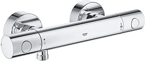 Produktbild: GROHE Precision Get, Duscharmatur, wassersparend (Thermostat für stets konstante Temperatur, Verbrühschutz bei 38°C, Mischbatterie Dusche mit Wasserspartaste und Metallgriffen), chrom, 34773000