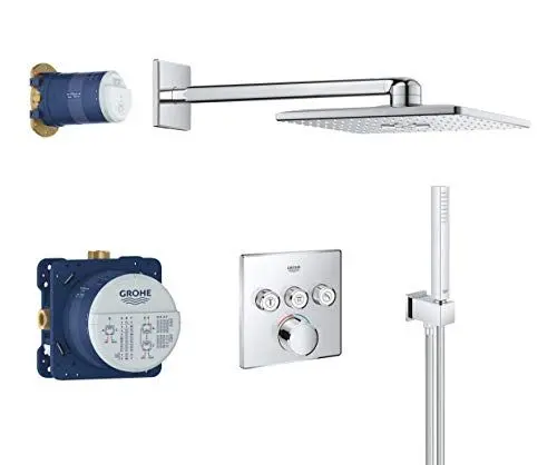 Produktbild: GROHE SmartControl 310 - Duschsystem (einschließlich 400-mm-Duscharm und Rohbauset, 2 Strahlarten, mit 3-Fach Mischer Batterie), eckig , chrom, 34712000