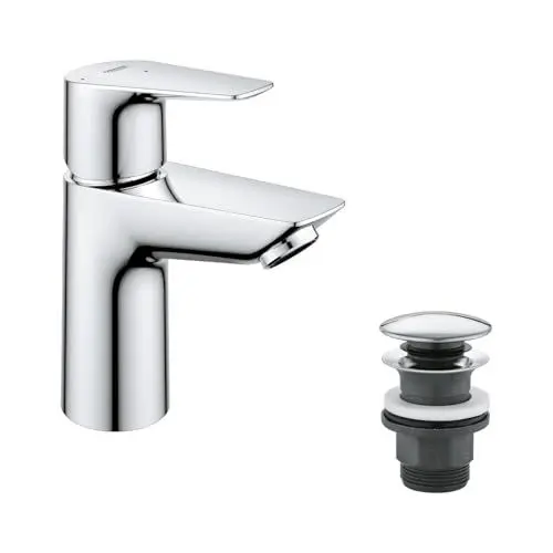 Produktbild: GROHE StartEdge, energiesparende Waschtischarmatur, Kaltwasser in Mittelstellung (Wasserhahn für Waschbecken, 15cm hoch, mit Pop-Up Ablauf, mit 3in1 Werkzeug, einfache Installation), chrom, 23900001