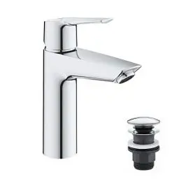 Produktbild: GROHE Start, Waschtischarmatur, wassersparend (Wasserhahn für das Bad, Badarmatur mit Pop-Up Ablauf, 19cm hoch, mit 3in1 Werkzeug, einfache Installation am Waschbecken), chrom, 24204002