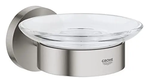 Produktbild: GROHE Start - Seifenschale mit Halter (Material: Glas/Metall, verdeckte Befestigung, zum Kleben oder Bohren), supersteel, 41193DC0