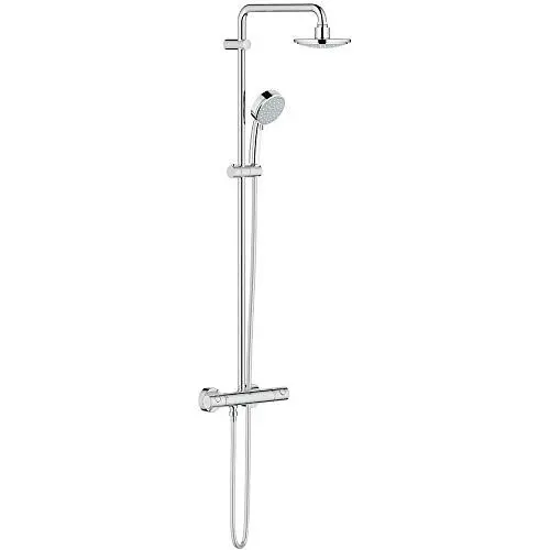 Produktbild: GROHE Tempesta Cosmopolitan 160 - Duschsystem mit Thermostatbatterie (wassersparend, 2 Strahlarten, inkl. Duschablage, Antikalk System), chrom, 27922000