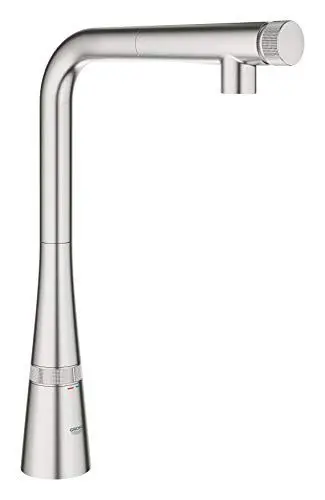 Produktbild: GROHE Zedra - Spültischbatterie mit SmartControl (schwenkbarer Rohrauslauf, flexible Anschlussschläuche, herausziehbare Spülbrause mit Laminarstrahl), supersteel, 31593DC2