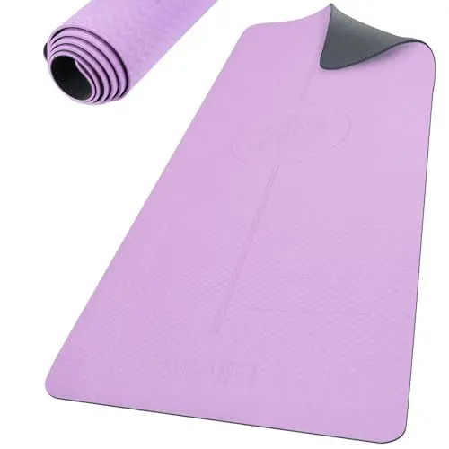 Produktbild: Groß Yogamatte Rutschfest 190x68CM, 8MM Dicker Naturkautschuk TPE Pilates Matte Gymnastikmatte,Yoga Matte mit Tragegurt, Sportmatte Fitnessmatte Zuhause Workout,Lila
