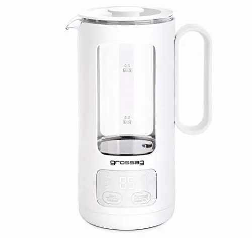 Produktbild: grossag Glas-Wasserkocher WK 8.00 mit Glas-Topf 0,5 Liter, BPA frei für Tee und Babynahrung, White