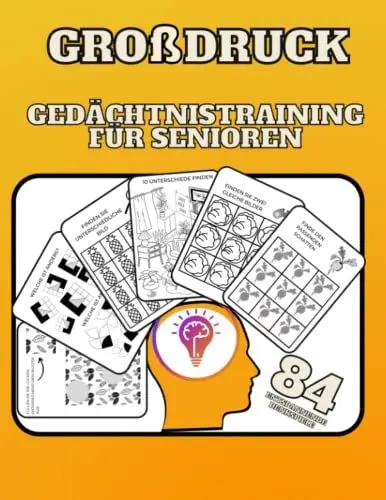 Produktbild: Großdruck Gedächtnistraining für Senioren: Rätselbuch mit Denkspielen für Erwachsene, Oma, Opa, Die Eltern·· Logikrätsel und Demenz Beschäftigung Spiele zum Entspannen und Stressabbau.
