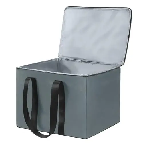 Produktbild: Große 38 Liter Kühltasche Faltbar, Thermotasche Einkaufstasche, kühltasche Einkauf, Hält 20kg, Perfekt für Isoliertasche, Einkaufstasche,Picknicktasche,Outdoor Reisen (Dunkelgrau, 42 x 31 x 31 cm)