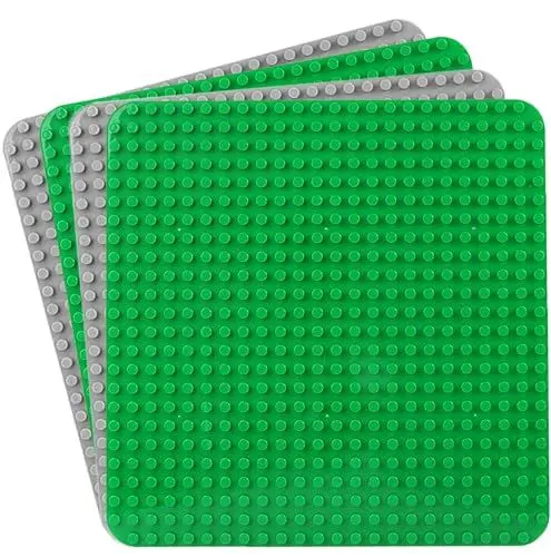 Produktbild: Große Bauplatte Kompatibel mit Lego Duplo Platten, Classic Grundplatte für DUPLO Sets,38 * 38cm Platten-Set für Kreatives Vorschulspielzeug,Grün, Grau(4 Stück)