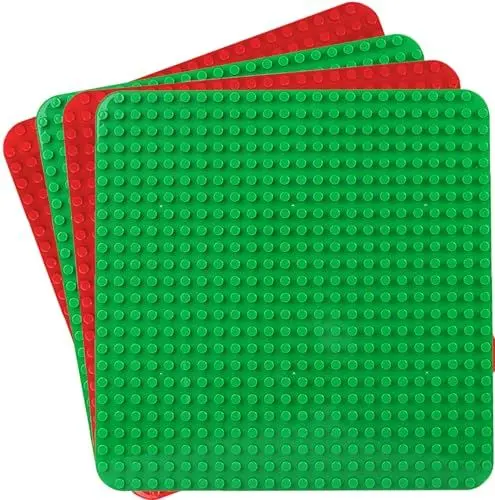 Produktbild: Große Bauplatte Kompatibel mit Lego Duplo Platten, Classic Grundplatte für DUPLO Sets,38 * 38cm Platten-Set für Kreatives Vorschulspielzeug,Grün, Rot(4 Stück)