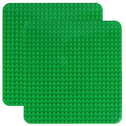 Produktbild: Große Bauplatte Kompatibel mit Lego Duplo Platten, Classic große Grundplatte,38.4 * 38.4cm Platten-Set für Kreatives Spielen, Grün (2 Stück)