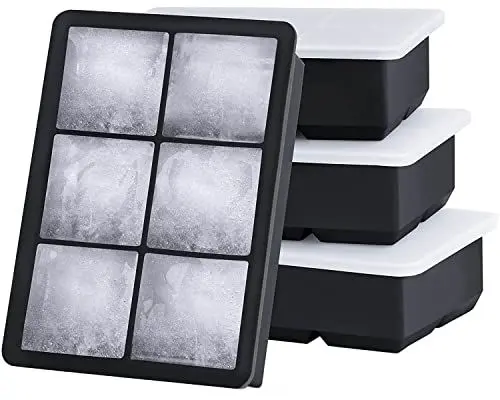 Produktbild: Große Eiswürfel Silikon, 4 Stück Eiswürfelbehälterm, Eiswürfelbehälter mit Deckel, Eiswürfelform Silikon, BPA-frei, Eiswürfelbereiter 5 cm ice cube tray für Bier Cocktails Whisky
