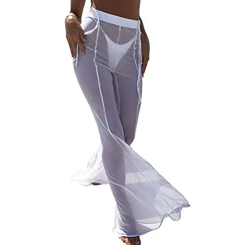 Produktbild: Grosse GröSsen UnterwäSche Damen Sexy Overknee Damen-Mesh-Lange Hose, schmale Leggings, durchsichtige Party-Hose mit Glockenboden Sexy Dessous Frauen Weiß Dessous üBergrößE Sexy (White, XXL)