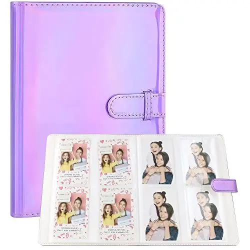 Produktbild: Grosse Kapazität PU Fotoalben 256 Tasche Leder Fotoalben mit Fujifilm Instax 11 Mini 9 Mini 8 Mini Li)lay Flim & Zip Instant Printer 3 Zoll Foto(Laser-Purpur)