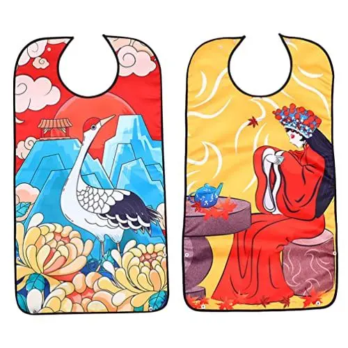 Produktbild: EXCEART Große Lätzchen Riesen Latz Speiseschürze: 2 Stücke Essschürze für Erwachsene Weihnachten Wasserdicht Schürze Esslatz Kleiderschutz Senioren Ältere Behinderte Patienten Kleidungsschutz