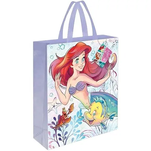 Produktbild: Große Partytasche aus Kunststoff- Disney Arielle, die Meerjungfrau Party - 33cm x 28cm, Blau/Weiß/Mehrfarbig