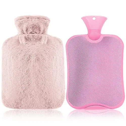 Produktbild: Große Wärmflasche mit flauschigem Bezug, 1,8 l Wärmflaschen auslaufsicher für lang anhaltende Wärme und Schmerzlinderung, Rücken, Knie und Schultern, Geschenk im Winter (Rosa)