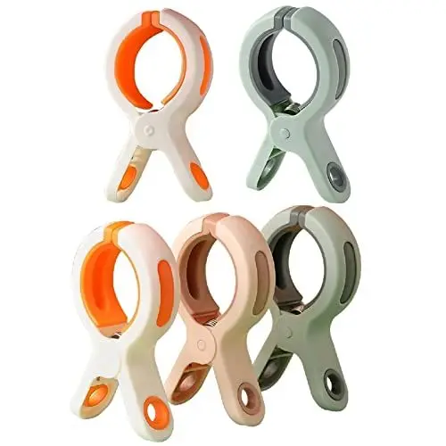 Produktbild: Große Wäscheklammern Handtuchklemmen, 5 Stück Strandtuchklammern Starke Handtücher Towel Clips, Winddicht Klammern auf Strand und Sonnenliegen für Wäsche, Badetuch, Teppich
