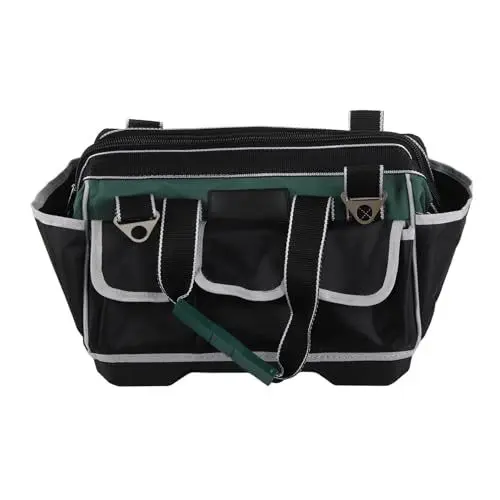 Produktbild: Große Werkzeugtasche mit Kunststoffboden, Organizer für Elektriker und Schreiner, und geräumige Aufbewahrungslösung für Verschiedene Werkzeuge und Geräte
