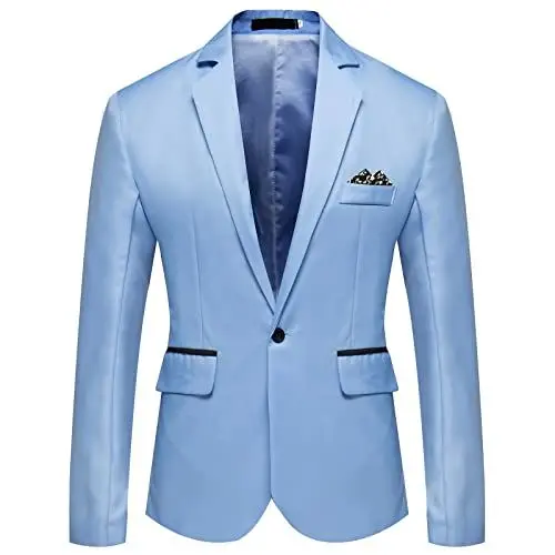 Produktbild: Großer Frühlingsverkauf Herren Button Down Slim Fit Blazer Casual Bequeme Langarm Jacke Blaue Jacke Militär Freigabeposten