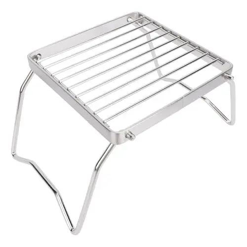 Produktbild: Großer Zusammenklappbarer Lagerfeuergrill, 24,9 X 10,9 X 17,9 Cm, Edelstahl-Feuerstelle, Grillrost, Tragbarer Campinggrill mit Tragetasche, Gas-BBQ-Grillrost für Rucksackreisen,