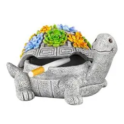 Produktbild: Grovind Aschenbecher, Außen-Aschenbecher mit Deckel Wasserdichter Schildkröte Aschenbecher Dekor, Harz Innenraum Aschenbecher für Zigaretten Heimbüro, Terrasse Veranda Garten Dekorationen