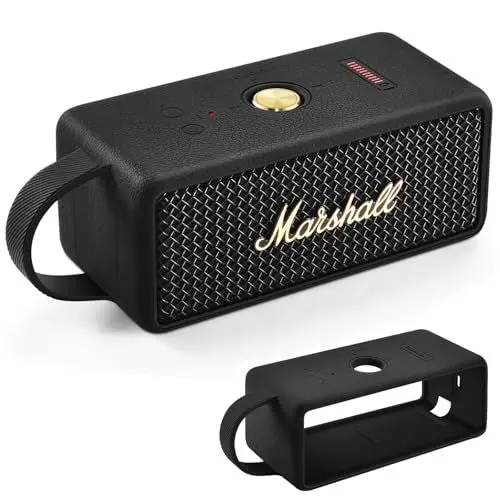 Produktbild: Growalleter Silikonhülle für Marshall Emberton III Tragbarer Bluetooth-Lautsprecher, Reise Schutzhülle Kompatibel mit Marshall Emberton III Zubehör, Emberton III Silikonhülle (Schwarz)