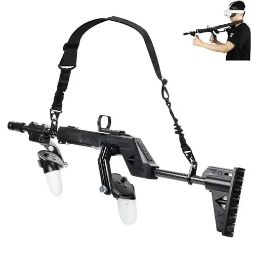 Produktbild: Growalleter VR Gun Stock für MetaQuest 3/3S, VR Gunstock für Quest 3/Quest 3S Schießcontroller Griff Rifle, Quest 3/3S Zubehör Magnetisches Gewehr Gewehrschaft, mit Schultergurten (für Quest 3)