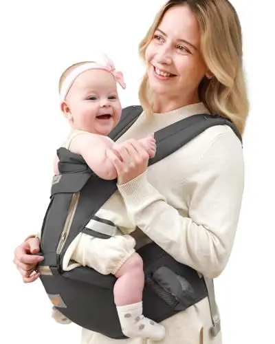 Produktbild: GROWNSY Babytrage, Advanced 6-in-1 Babytrage für Neugeborene ab Geburt, verstellbarer Sitz, Ergonomische Babytrage, Leicht＆Atmungsaktiv - 0-36 Monaten geeignet(Dark Black)