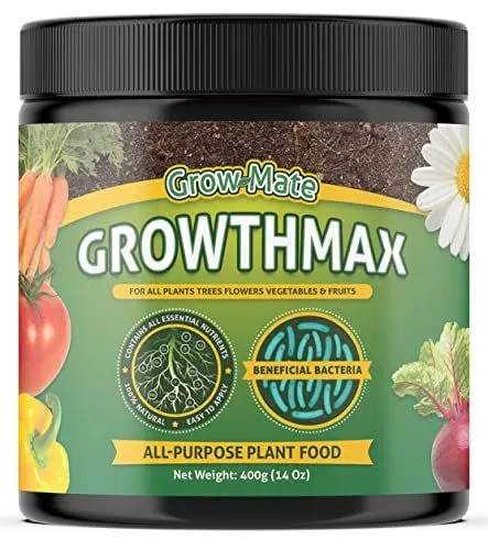 Produktbild: GrowthMax dünger – 4-in-1-Premium grünpflanzendünger für zimmerpflanzenu – Ergibt 80 Liter (behandelt mehr als 100 Pflanzen) - einfach zu verwenden, geruchsfrei, kinder- und haustiersicher (400 g)