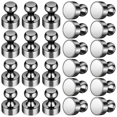 Produktbild: Grtard 24er-Pack Black Kühlschrankmagnete, Whiteboard-Magnete, Magnete für Whiteboard, Kühlschrankmagnete für Erwachsene, Kühlschrankmagnete, kleine Push-Pin-Magnete für Kühlschrank, Whiteboard, Büro