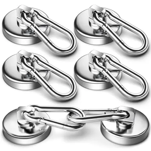 Produktbild: Grtard 3 Stück 50 Pfund starke Magnethaken mit drehbarem Karabinerhaken, Premium-Magnethaken, robuster Magnethaken zum Aufhängen, Magnete mit Haken, Kühlschrank-Magnethaken
