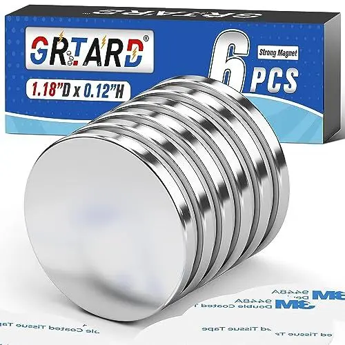 Produktbild: Grtard 6Pack Neodym-Magnete,Super Starke Neodym-Scheibenmagnete, Magnete Stark, 30 x 3 mm Silber Neodym Magnete Extra Stark, Starke Magnete für Magnettafel, Whiteboard Magnete, Kühlschrankmagnete
