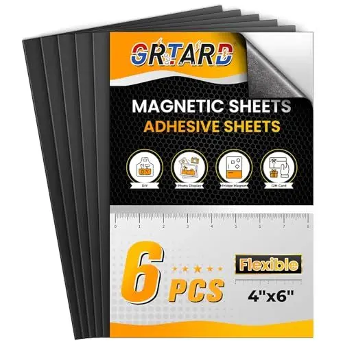 Produktbild: Grtard Magnetbögen mit selbstklebender Rückseite, 6 Stück, 10,2 x 15,2 cm, magnetische Klebebögen, Magnetpapier, Magnetbögen für Aufkleber, Magnetpapier für Fotos, Heimwerken, Basteln